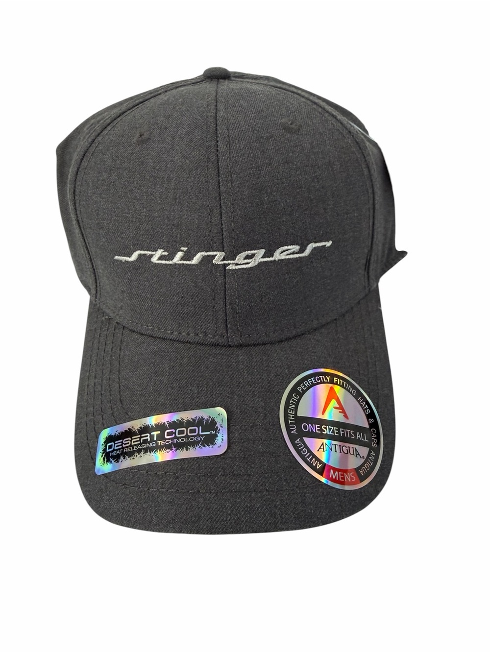 Antigua Black Performance Fitted Baseball Cap Stinger